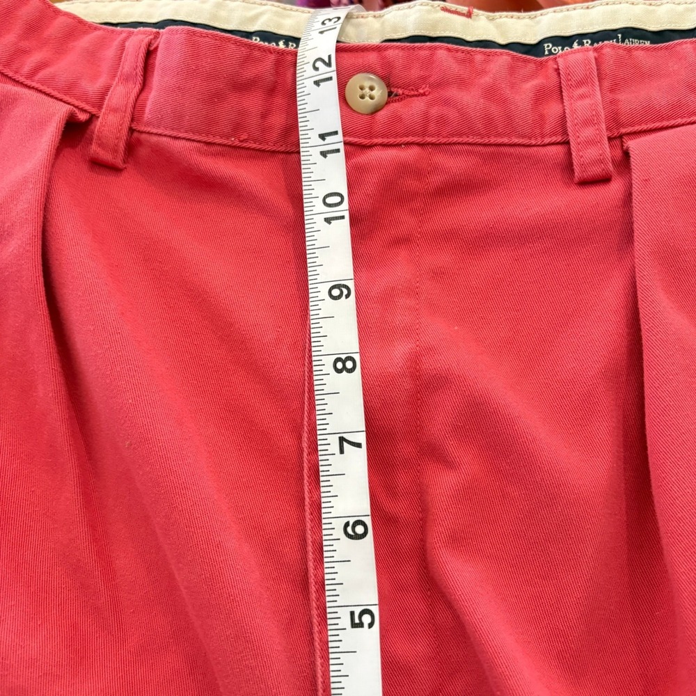 Polo Ralph Lauren Tyler Short Mens 36 Red Pleated Chino Shorts 100% Cotton Bold - Picture 8 of 9